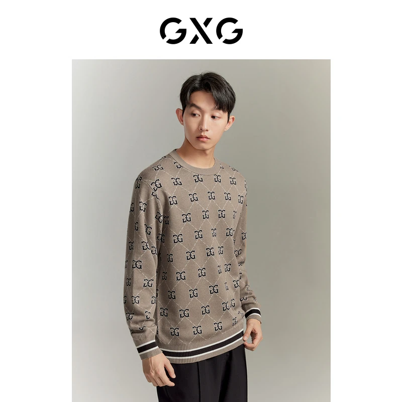 【热卖推荐】23年秋冬新款潮流菱形格圆领线衫毛衣男#GED12021583