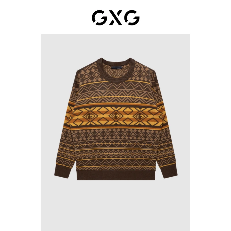 GXG男装商场同款花色低领毛衫2022年冬季新品套头时尚#GD1201460J
