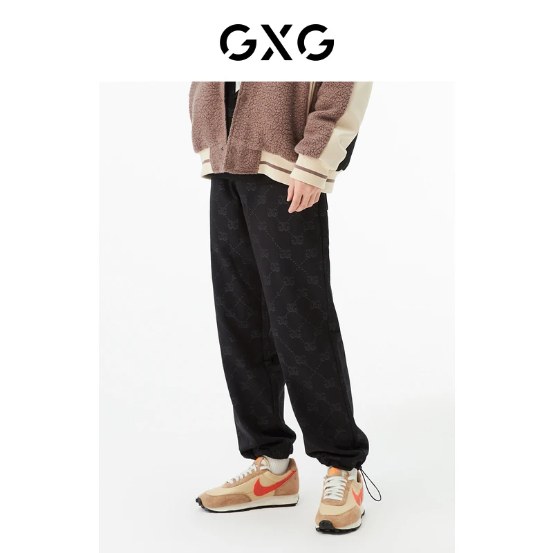 GXG男装 商场同款黑色收口针织长裤 22年秋季新品休闲#GD1021138I
