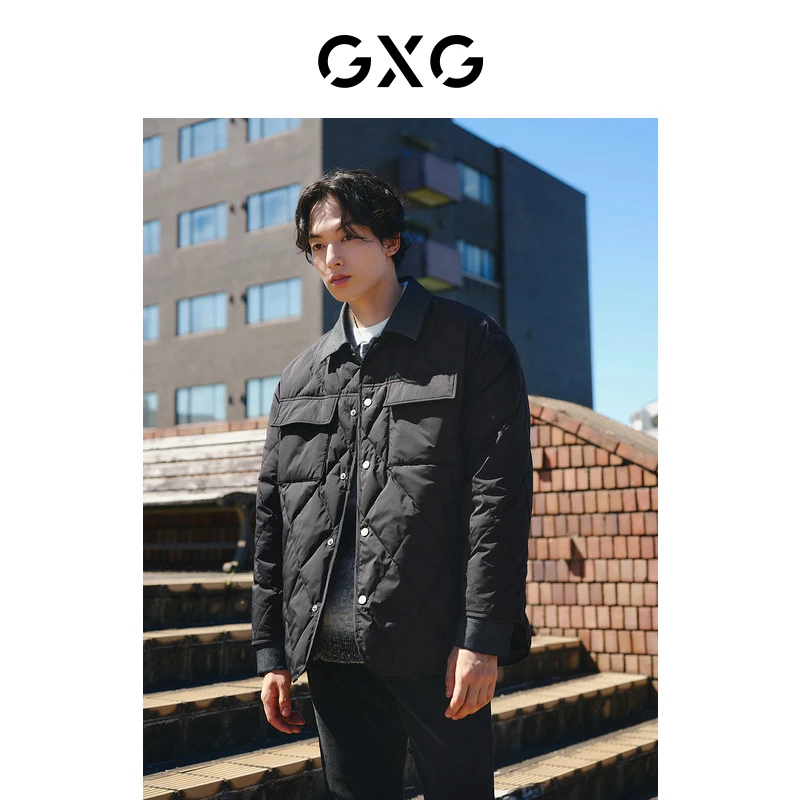 GXG男装 白鸭绒拼接翻领短款羽绒服 2023年冬季新品#GED1D2532104