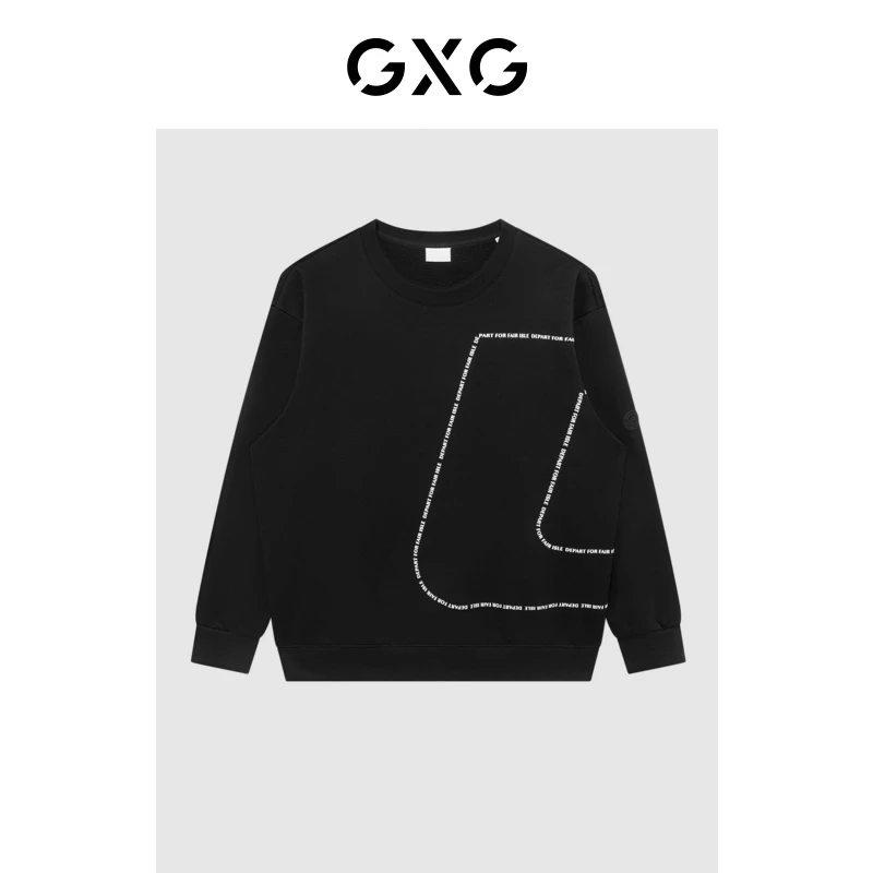 GXG男装 商场同款黑色潮流时尚圆领卫衣 22年冬季新品#GD1311270L