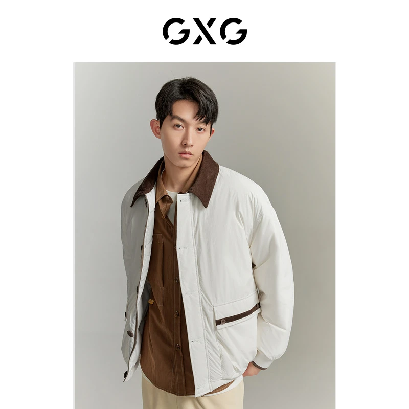 潮流撞色休闲翻领保暖短款羽绒服男士2023冬季新款#GED1D2522084