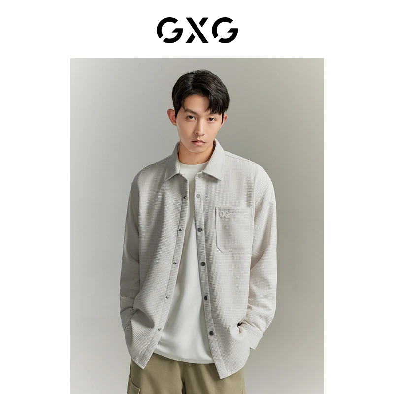 秋季新款休闲舒适长袖男式衬衫宽松外穿外套上衣百搭#GED10324213