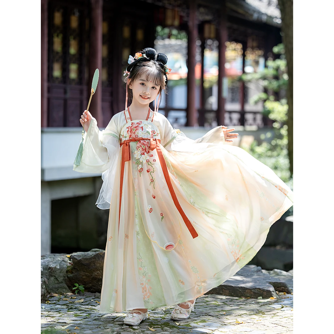 【花雨】秋季新款中国风汉服重工刺绣女童小女孩长袖襦裙仙女裙