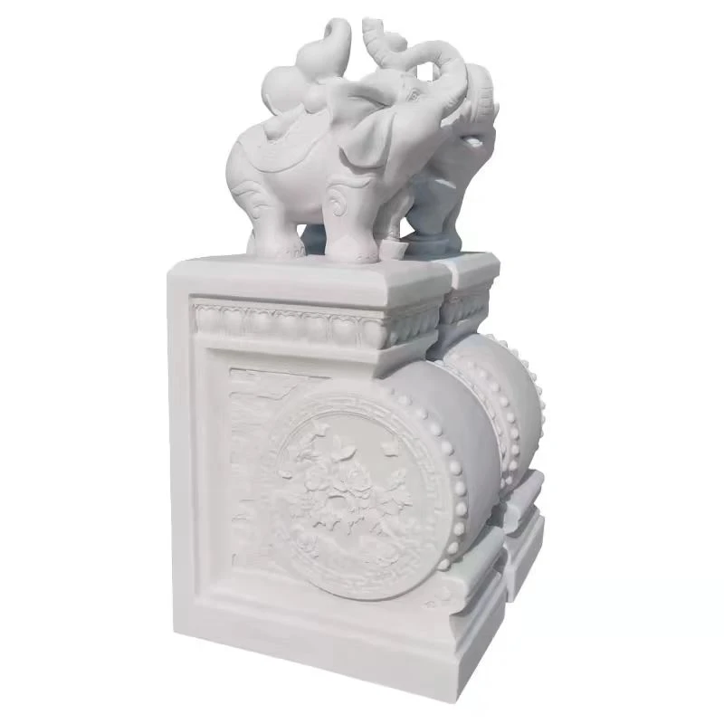 石雕天然汉白玉狮子抱鼓石适用家门口庭院别墅酒店摆件雕刻复古