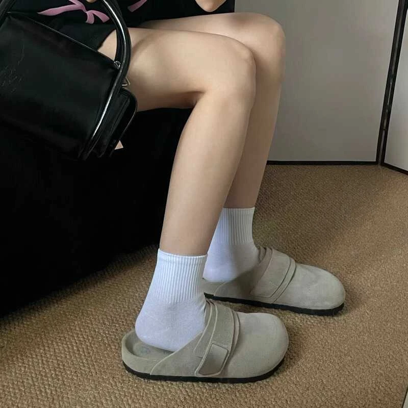 2024秋季新款外穿厚底勃肯鞋百搭一脚蹬软底拖鞋舒适包头半拖鞋