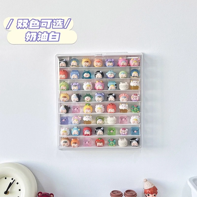 萌粒展示盒挂墙上小摆件展示架盲盒手办收纳展示柜透明防尘收纳架