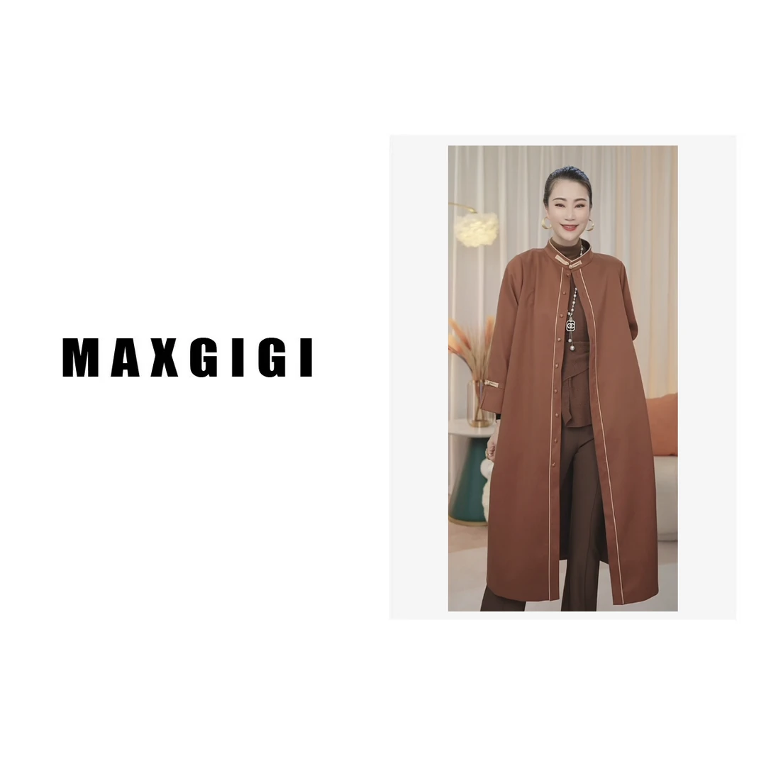 MAXIGIGI秋冬新款气质显年轻洋气上档次长款风衣西装女#23941