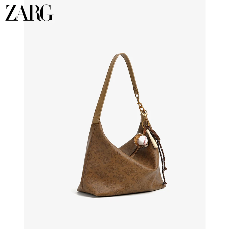 ZARG复古百搭休闲棕色祥云大托特ck-60246