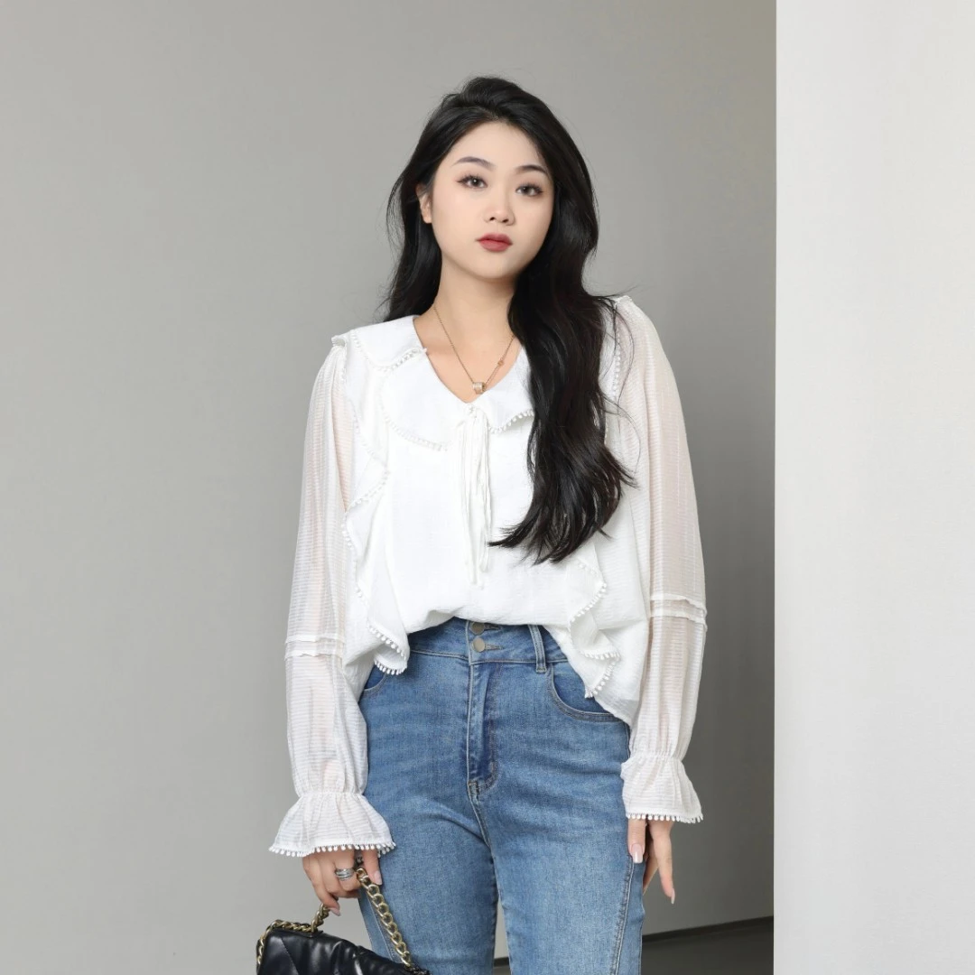 QC宣宣Liedu【心软的神】微胖气质百搭法式小众温柔衬衫 ZY302Q52