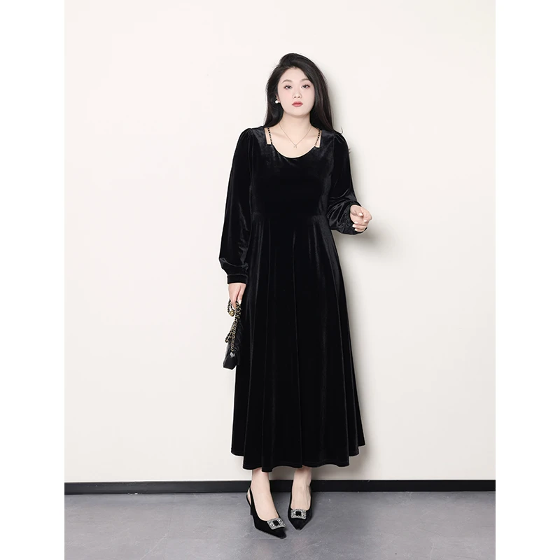 宣宣Liedu【晚宴焦点】微胖大码女秋冬气质法式丝绒连衣裙ZY310Q09