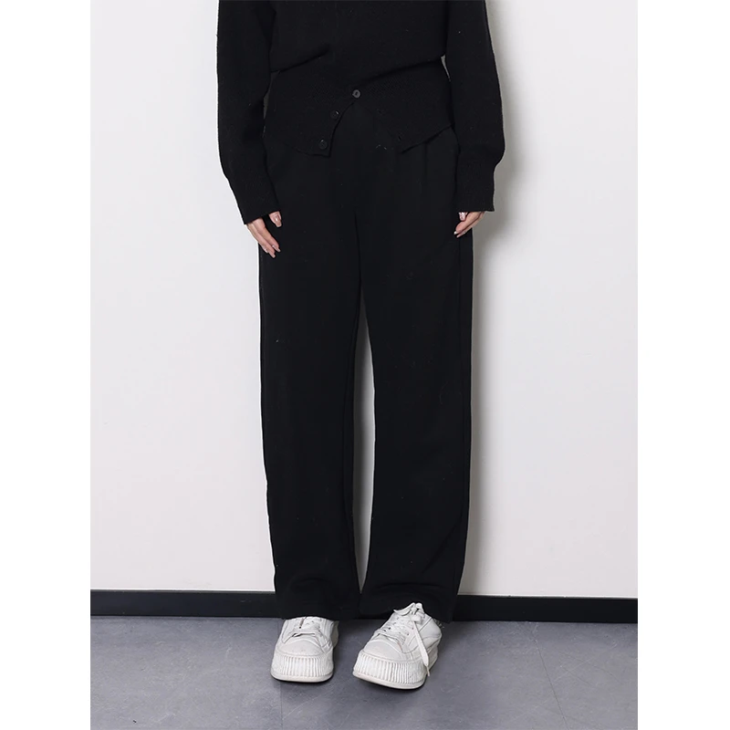 QC裂渡宣宣【冬日午后】微胖大码女加绒百搭显瘦抽绳阔腿裤ZY311Q68