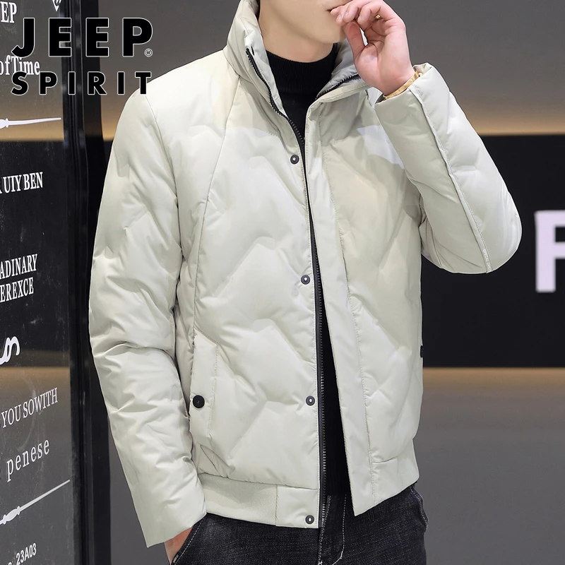 Jeep吉普男士羽绒服秋冬季新款潮流保暖时尚修身青年保暖立领外套