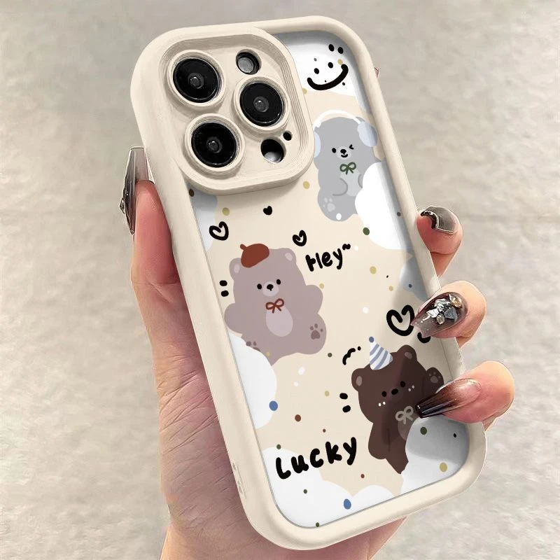 云朵三个小熊苹果15/14/13肤感ins风防摔软壳个性11/xs/xr软壳