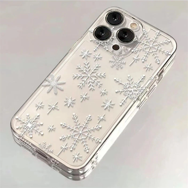 秋冬雪花适用苹果15手机壳iPhone13/14promax防摔12/11全包xr软8p
