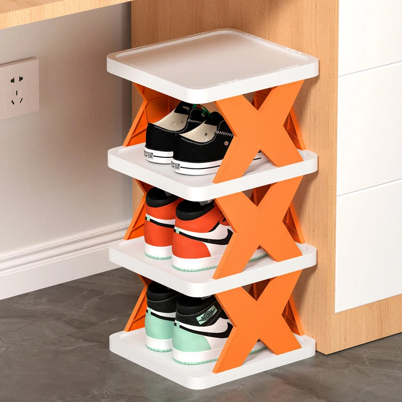 不占空间折叠鞋柜家用门口收纳神器迷你办公室桌下小窄简易鞋架子