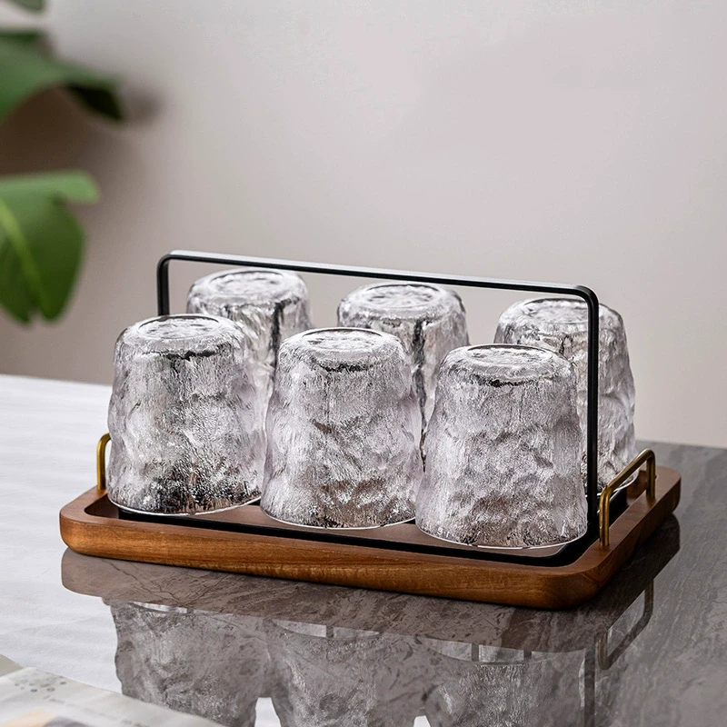 玻璃杯透明泡茶杯咖啡杯啤酒杯喝水杯耐热冰川纹洋酒杯树纹待客