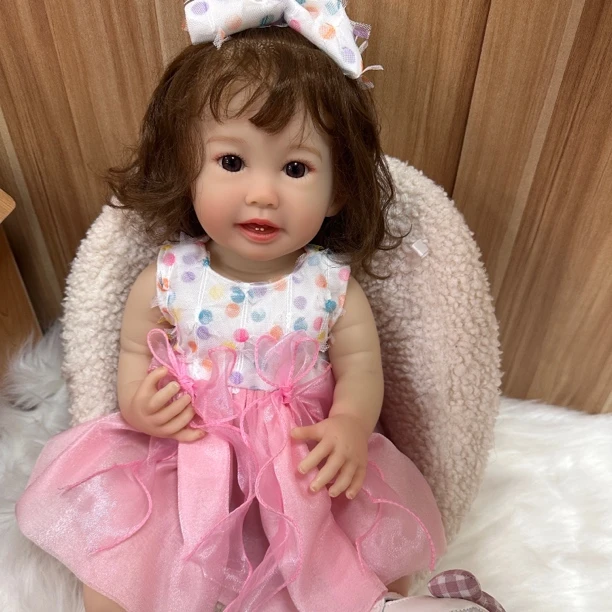 55cm仿真娃娃重生娃娃孩子益智玩具礼物可入水洗澡换装 植入发丝