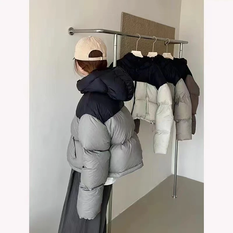 1016款新款短款面包服撞色羽绒服