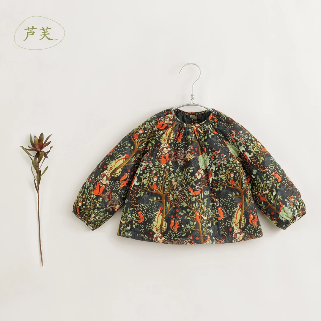 【马克珍妮 芦芙】秋冬装新款 女童森林奇遇记夹棉衬衫231601