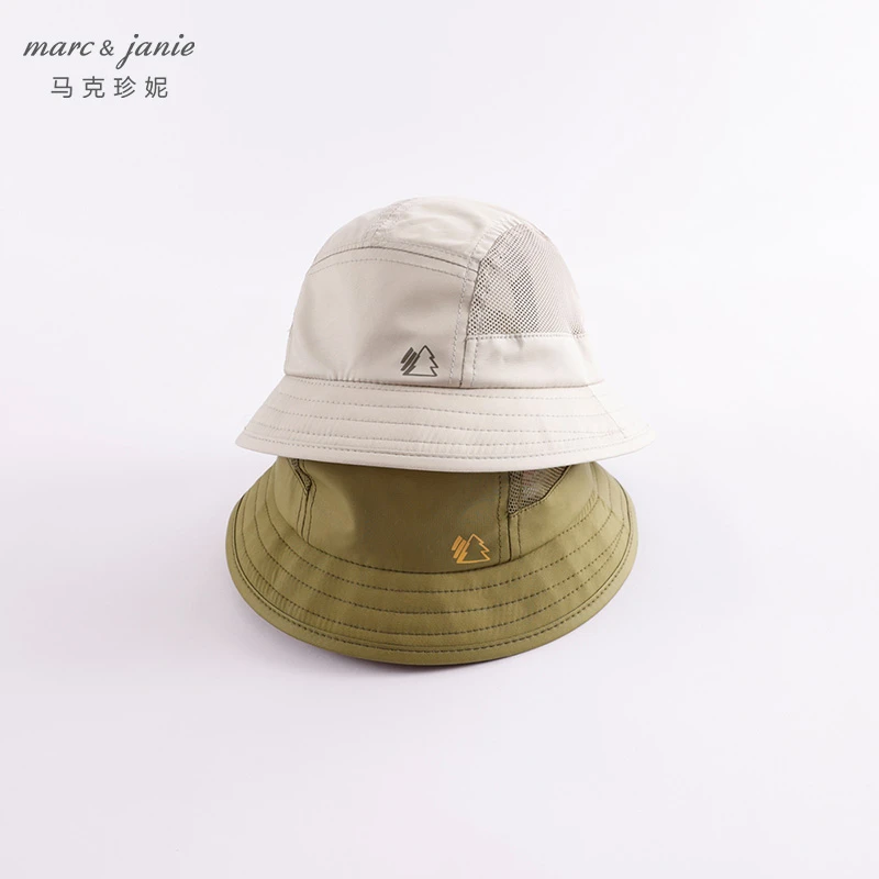 马克珍妮夏装2023新款男女童户外风网面拼接遮阳帽渔夫帽230811