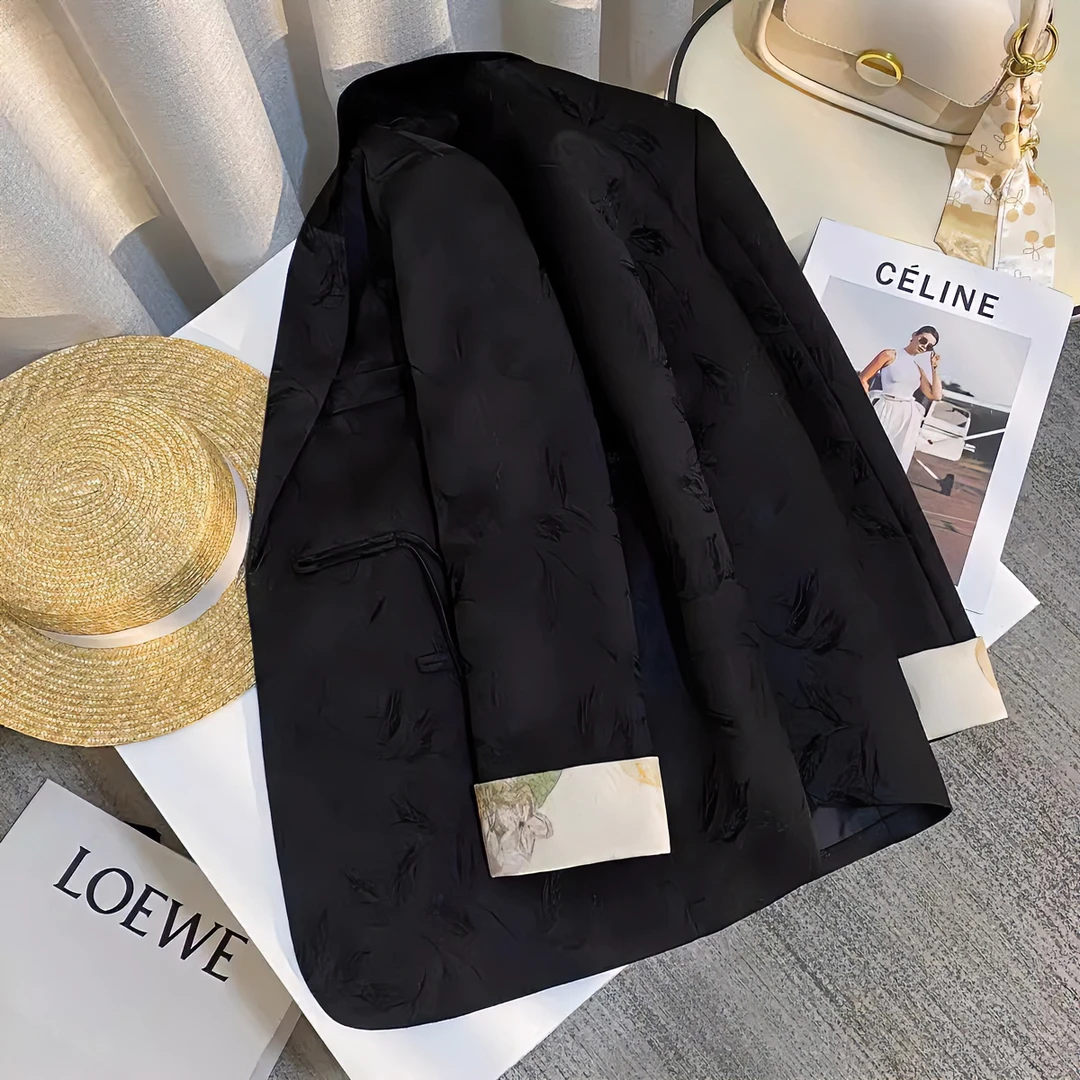 早春新款设计感新中式黑色元素时尚高端气质西装外套女西服女外套