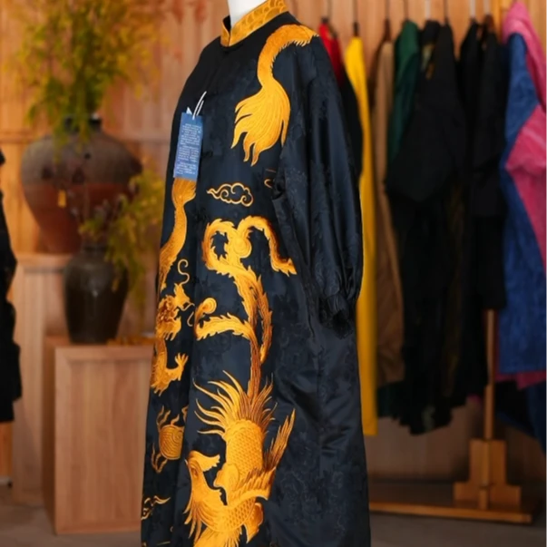 穗缎新中式长款刺绣风衣秋冬大衣时尚外套中长款0028