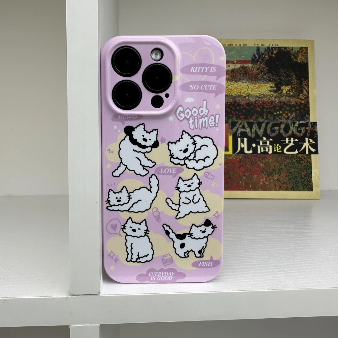 猫咪适用华为vivo 苹果14/15情侣趣味菲林壳小众原创全包艺术个性