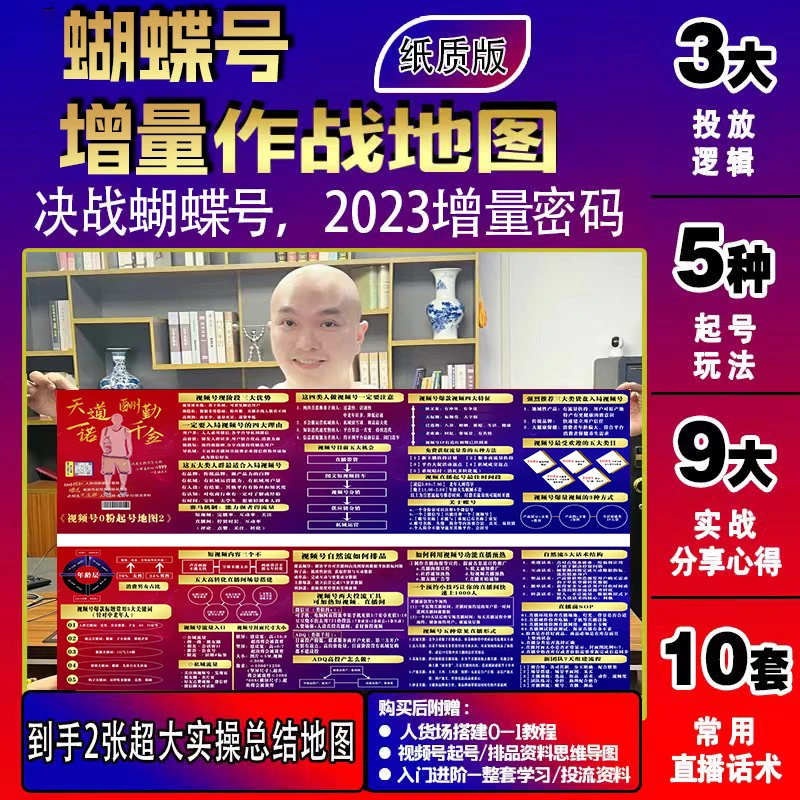 蝴蝶号0粉起号地图（附：选品投放鼠标垫➕电子资料跟起号话术15套）S