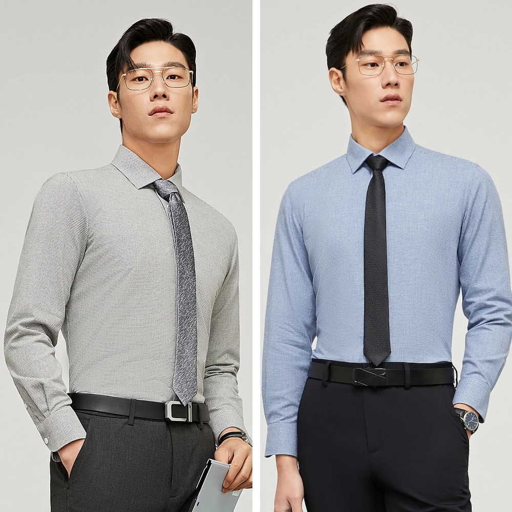 【可机洗】雅戈尔冬季新款全棉商务休闲时尚保暖格纹长袖衬衫男