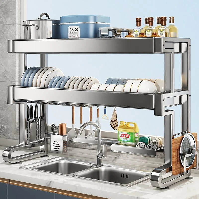 家用304不锈钢厨房水槽置物架碗碟沥水架多功能放碗盘沥水碗碟架