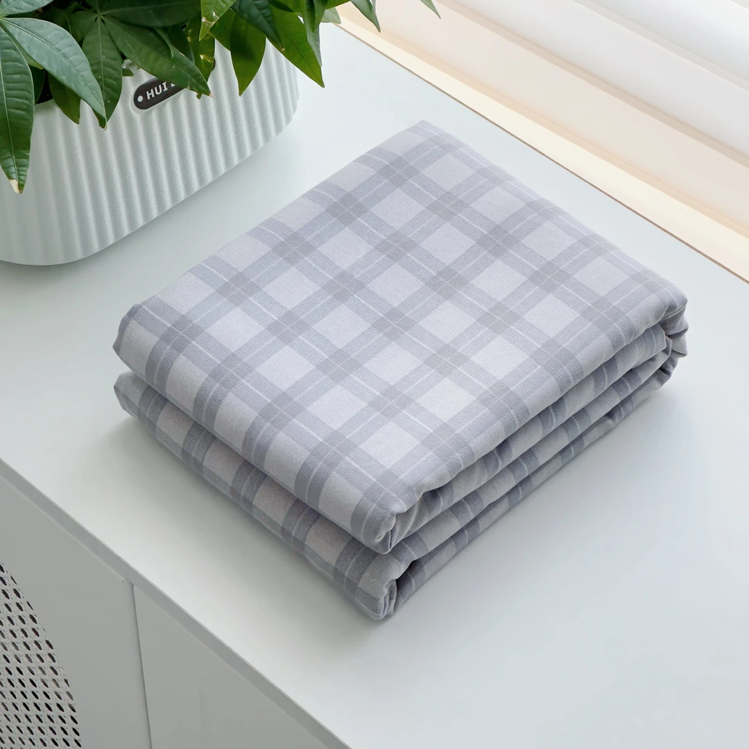 【京かわ会社】磨毛双层纱被罩 周末灰格子 组合