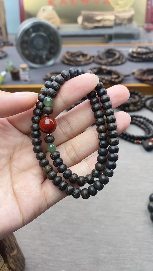 【闪购商品】沉香手串顺化玉化紫棋4*6两圈沉水 设计款
