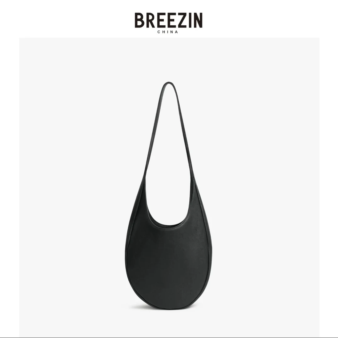BREEZIN2024秋冬新款头层牛皮植鞣革文艺复古日系蛋形单肩托特包