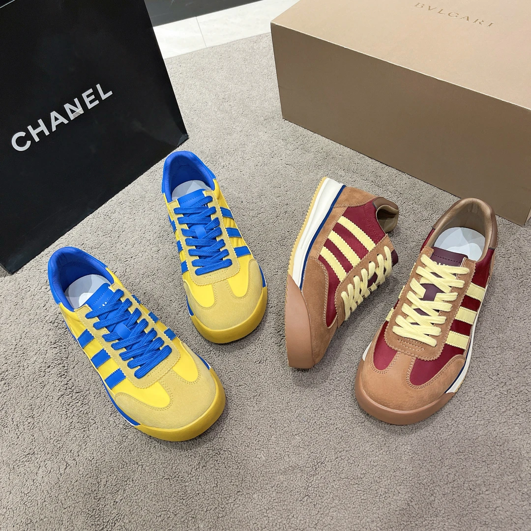 线下售499！夏季百搭冰丝布透气真皮德训鞋 蓝/红 货号879