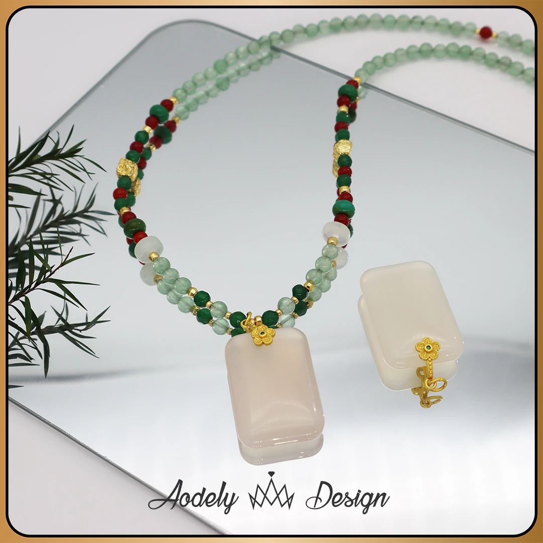 【玛瑙无事牌】高冰玛瑙玉髓吊坠新中式项链X-352