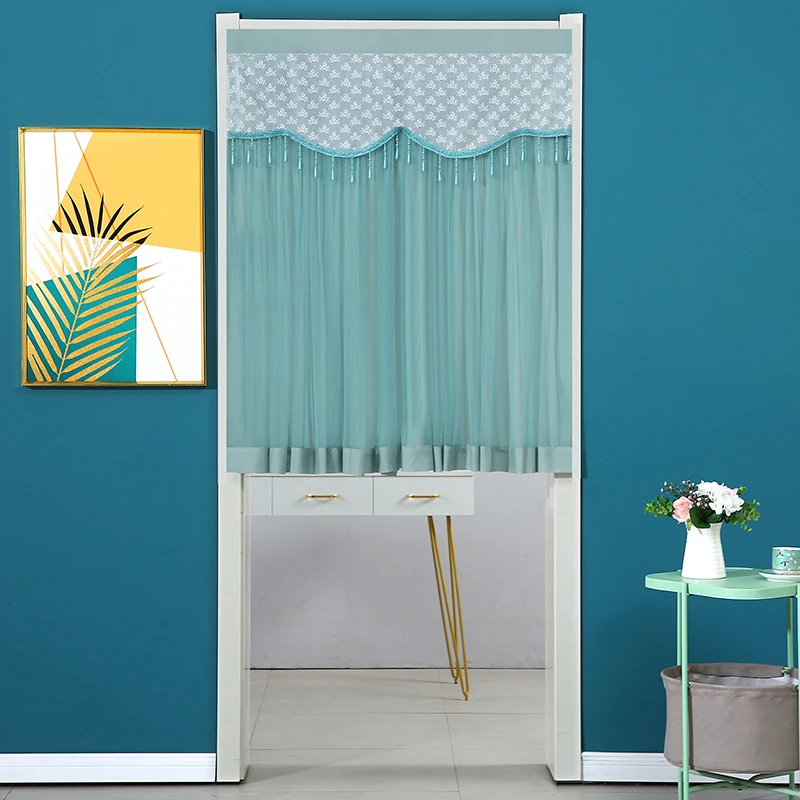 清新纯色门帘遮挡隐私短帘卧室玄关阳台隔断半帘小窗帘订制免打孔