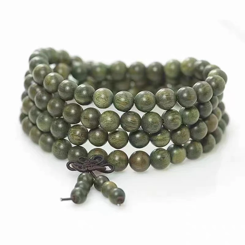 正宗绿檀手串檀香木阿根廷老料佛珠手串男文玩手链女108颗绿檀木