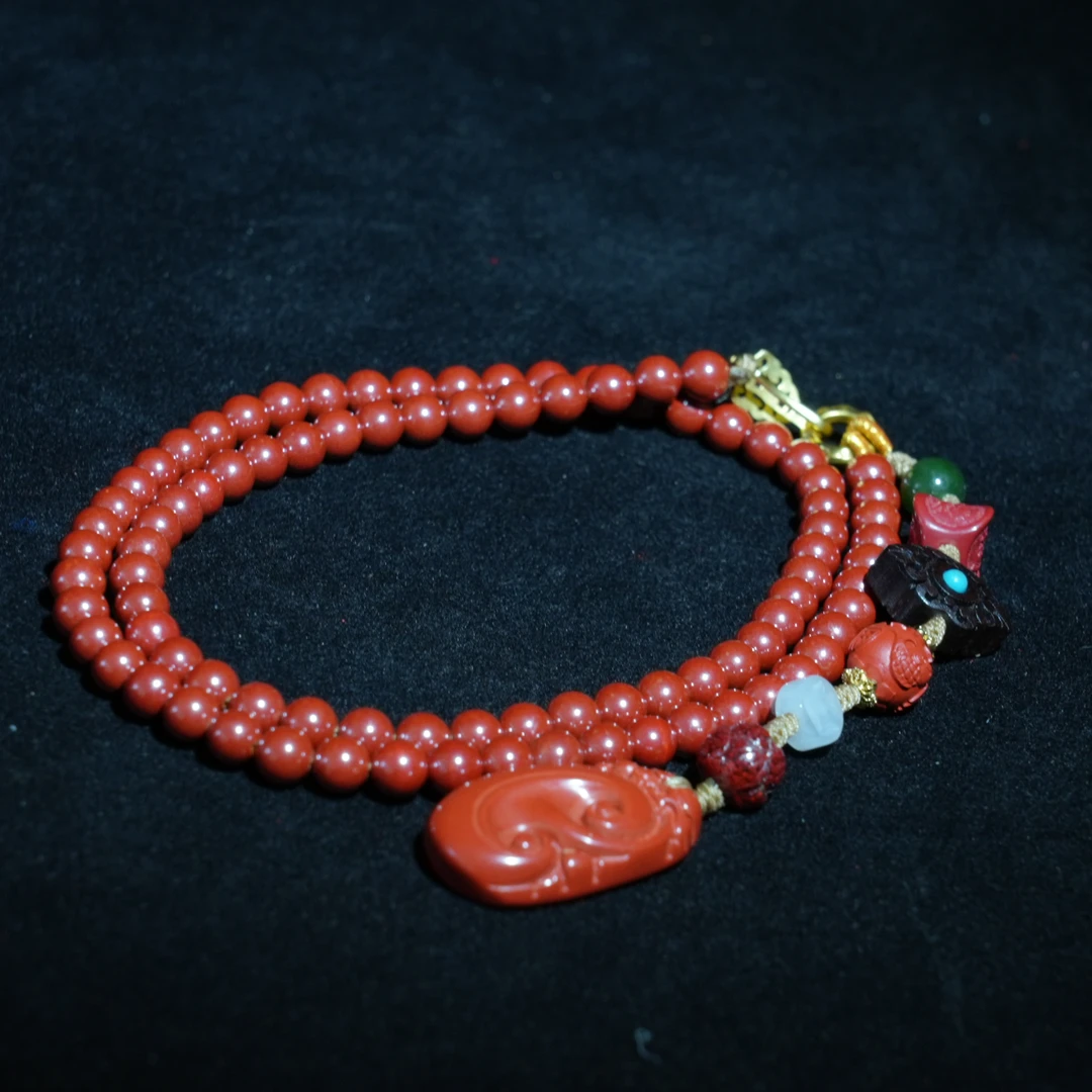 含辰砂工艺品朱砂DIY项链ZS039