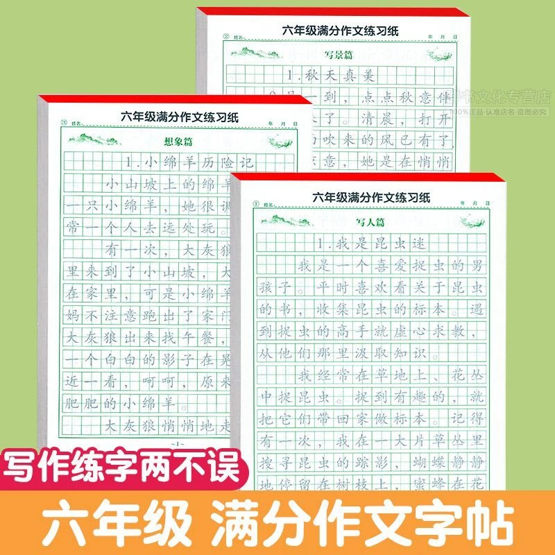 小学生满分作文练字帖语文同步六年级优美句子作文素材积累临摹本