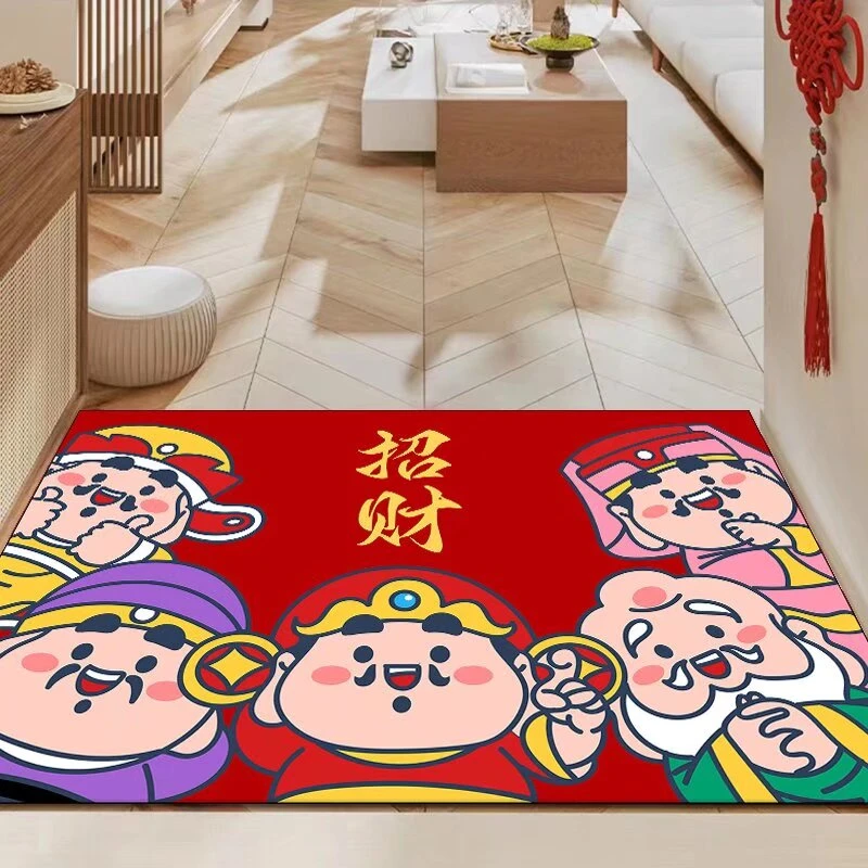 五路财神爷硅藻泥防滑吸水地垫脚垫门垫家用玄关卧室简约地毯门垫