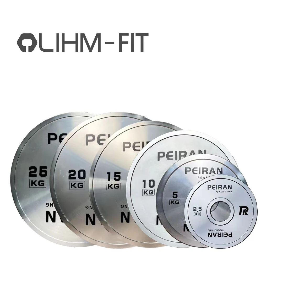 PR/沛然纯钢手抓杠铃片/竞技片/家用卧推硬拉臀桥训练/纯钢杠铃片
