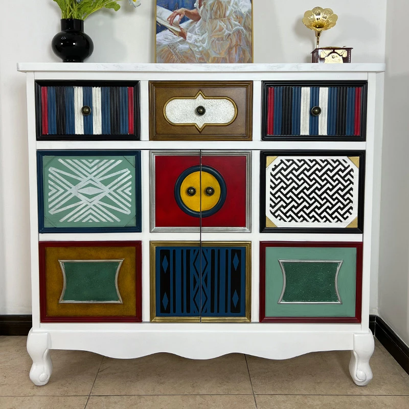 欧式实木玄关柜现代鞋柜美式餐边柜斗柜北欧入户收纳储物家具整装