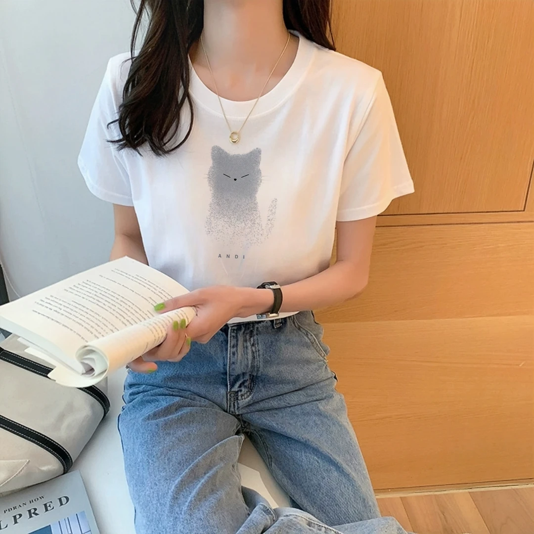 正肩短袖T恤女2025百搭修身打底衫ins潮白色内搭女装纯棉上衣显瘦