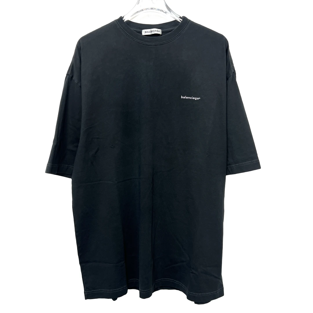 99新 Balenciaga/巴黎世家 水洗灰字母印花短袖 XS码/  0536/男士