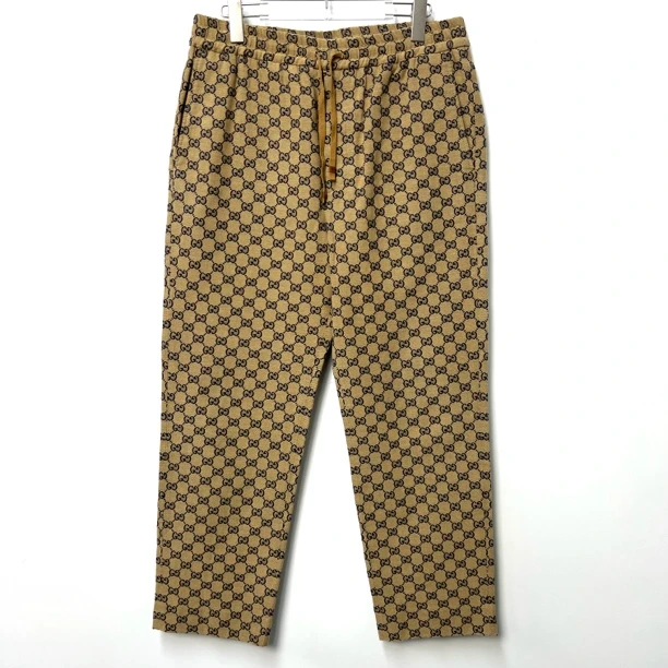 99新 Gucci/古驰 22fw棕色抽绳老花满印长裤 休闲裤  50码/7425 /