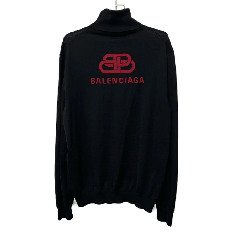 99新 Balenciaga/巴黎世家 背后logo高领羊毛衫毛衣 黑色L码/5932