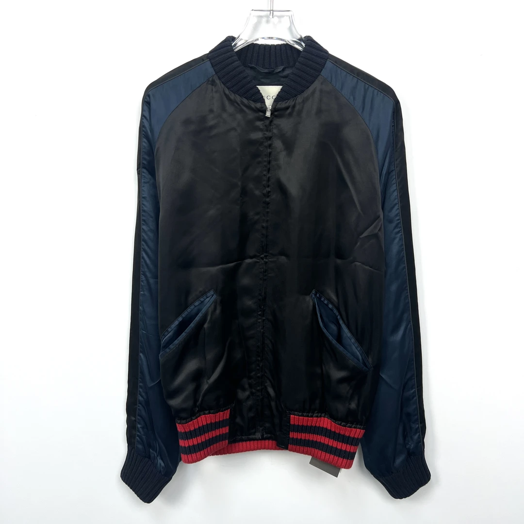 98新 GUCCI/古驰 背后老鹰刺绣 桑蚕丝夹克  48码/公价13500/带吊