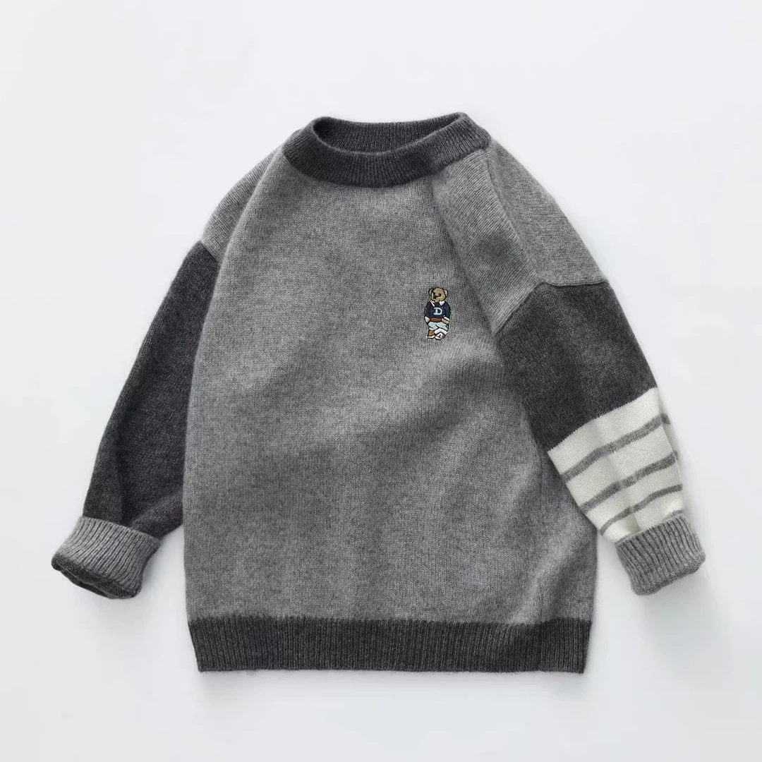 【外贸清货】男童一体绒毛衣加厚秋冬款保暖套头打底衫儿童针织衫