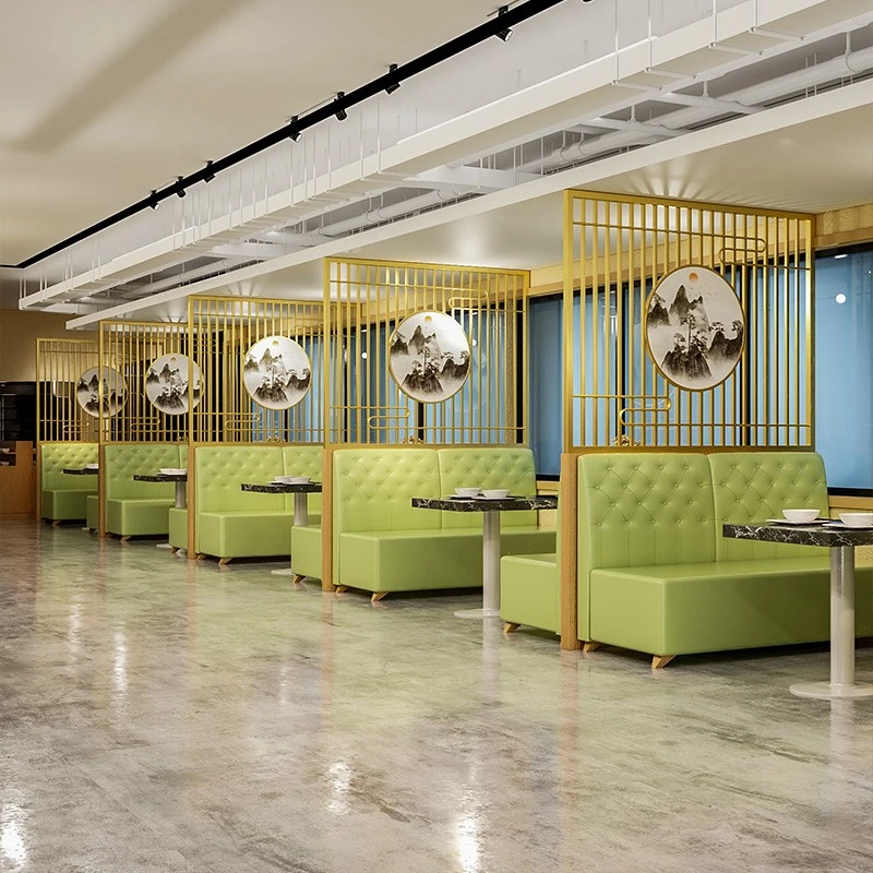 新中式屏风饭店餐厅火锅店铁艺隔断简约包间卡座围栏遮挡格栅定制